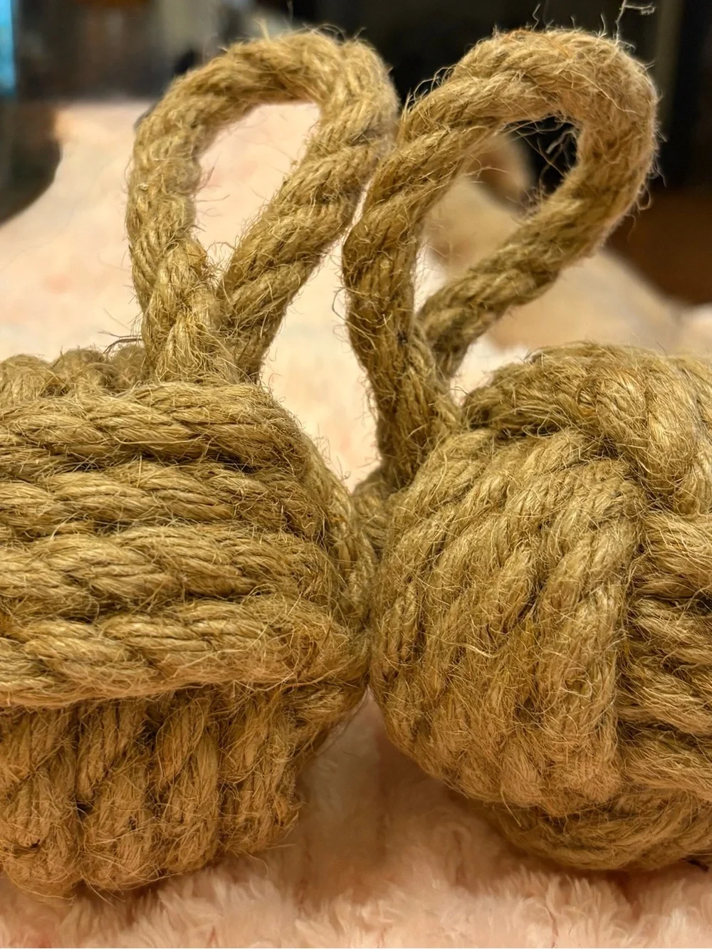 Natural Jute Rope Decorative Knot - Home Accents, Not weighted set of 2